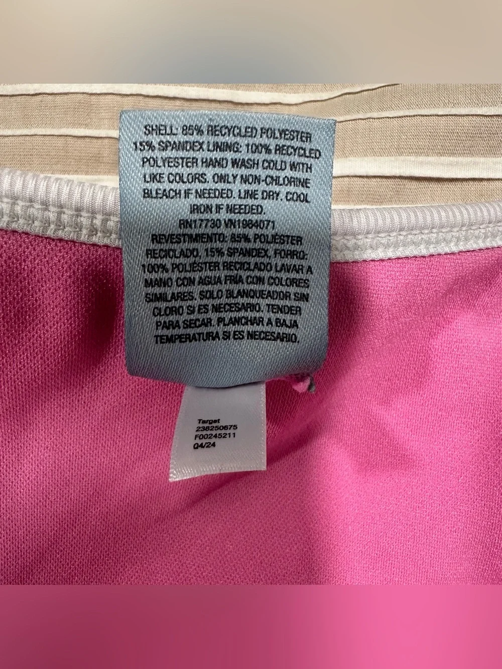 Shade & Shore size Large Pink ribbed triangle string bikini cheeky high leg